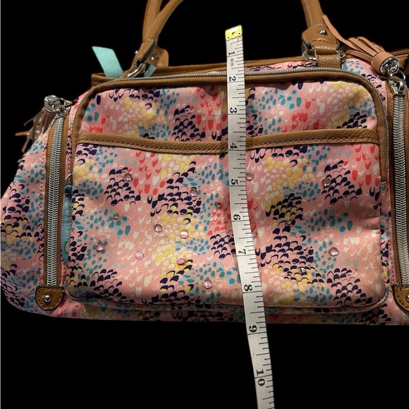 A very pretty pink and blue purse with bling and tassels - Picture 7 of 14